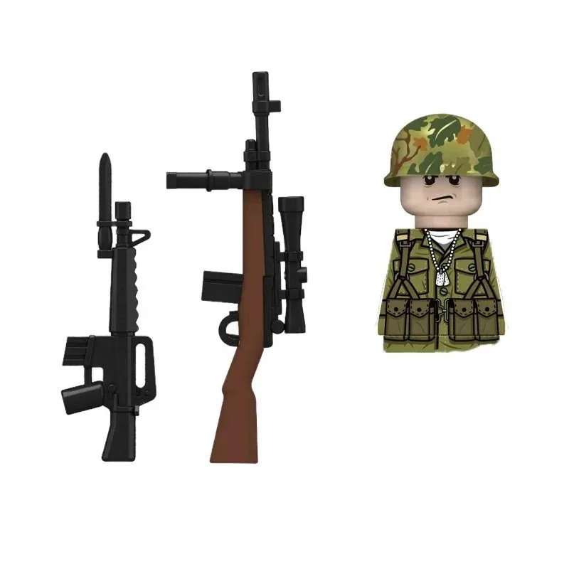 Фото 2025MOC WW2 Война во Вьетнаме Военные солдаты Строительные блоки Вьетнамская американская армия Пехотные шлемы Оружие Кирпичи Игрушки для мальчиков №3