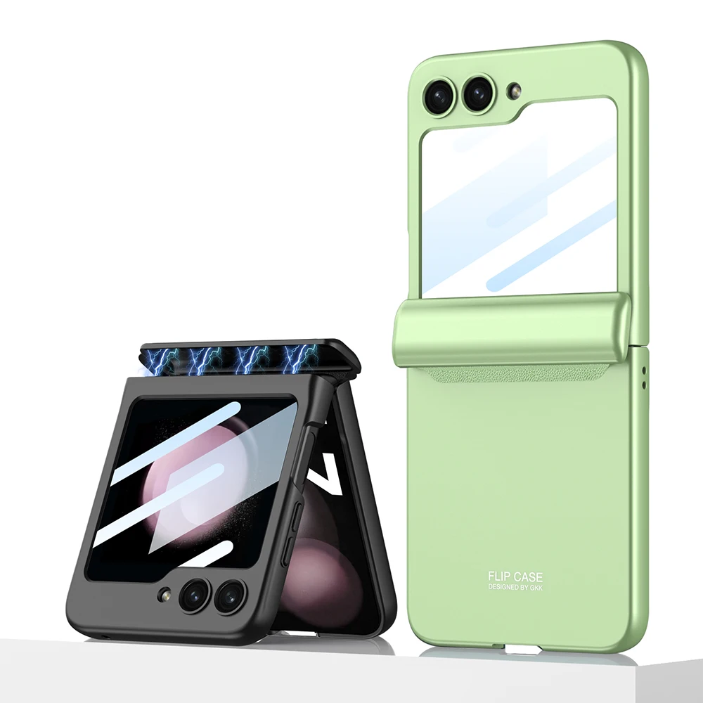 Magnetic Hinge Protection Hard PC Phone Cover for Samsung Galaxy Z Flip 5 Case Shockproof with Small Screen Protector