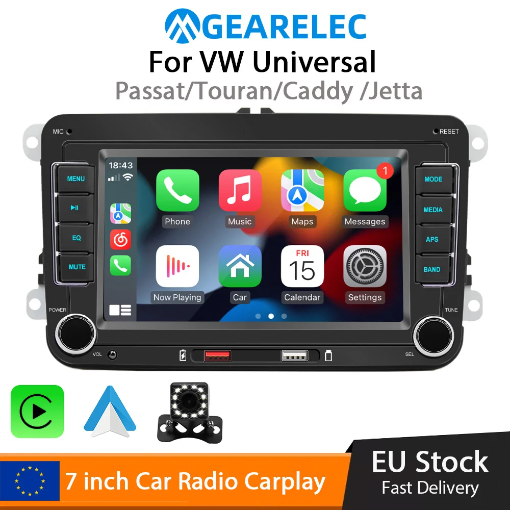 7-дюймовый автомобильный радиоприемник беспроводной CarPlay Android авто для