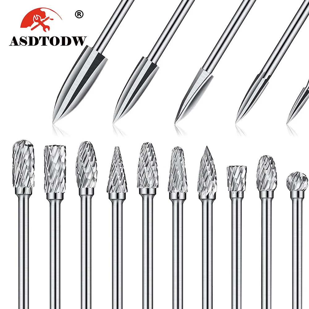 

15 Pieces Wood Carving and Engraving Drill Bit Double Cut Carbide Rotary Burr Woodworking Drill Bits Set