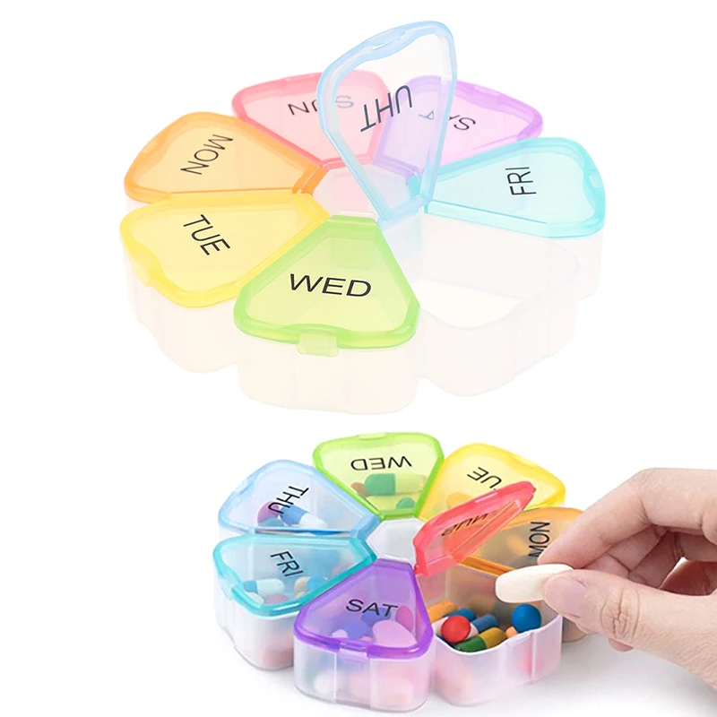 

7 Days Medicine Pill Box Mini Round Portable Travel Storage Vitamin Box Sort Tablet Holder Organizer Container Cases