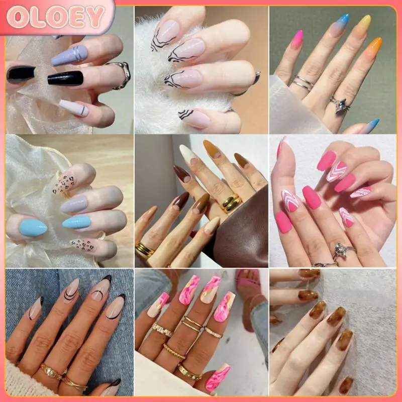 

Длинные Короткие искусственные ногти, съемные рандомные нашивки/коробка, красочные ногти для дизайна с прессом на ногтях, инструменты для ногтей, носимые