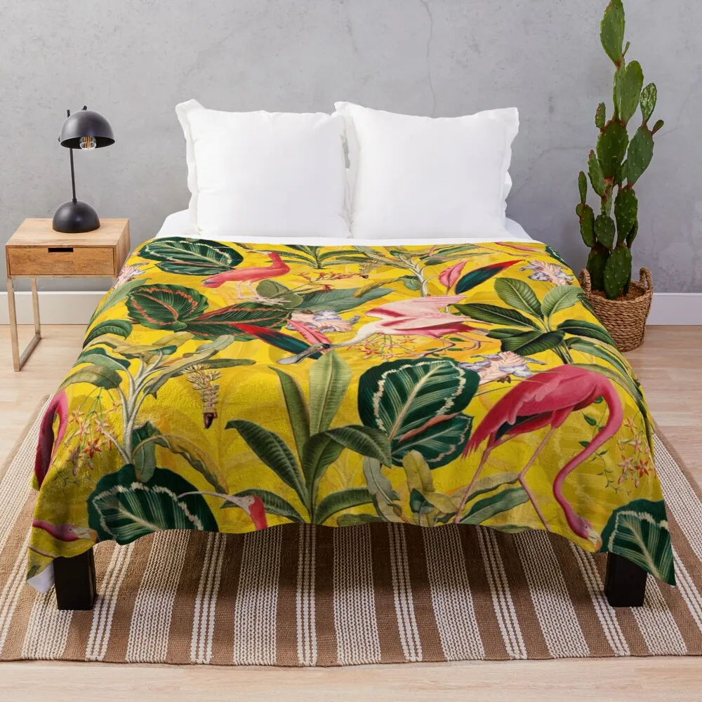 

Vintage Yellow Tropical Bird Jungle GardenThrow Blanket Blanket for sofa