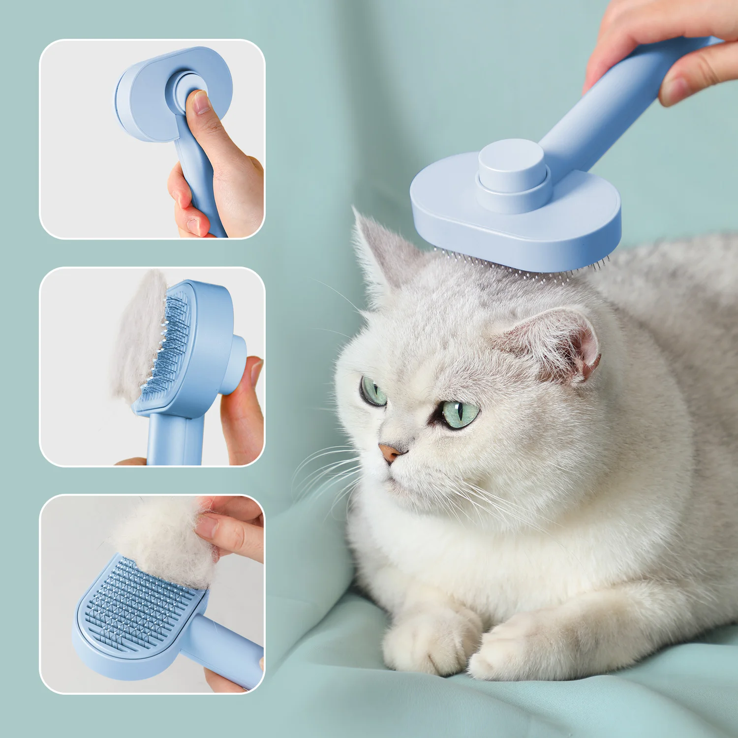 MAMY PETS Self Cleaning Pet Brush Needle Comb Dog Hair Remover Remove Floating Hair Clean Brush Cat Hair Masage Pet Supplies