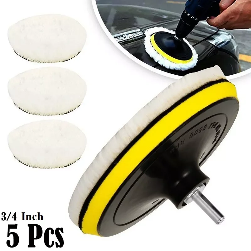 

3/4Inch Universal 5PCS Car Polish Pad For M14/M16 Soft Wool Machine Waxing Polisher Car Body Polishing Discs Cleaning Accessries