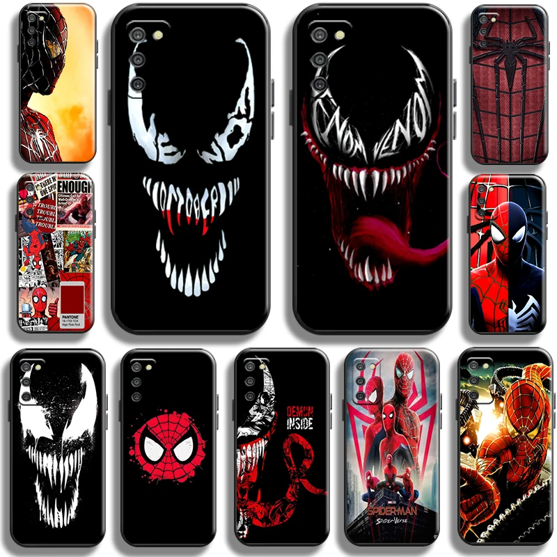 

Marvel Venom Spiderman for Samsung Galaxy A02 A02S Phone Case Cover Black Cases full Protection Liquid Silicon funda Shockproof