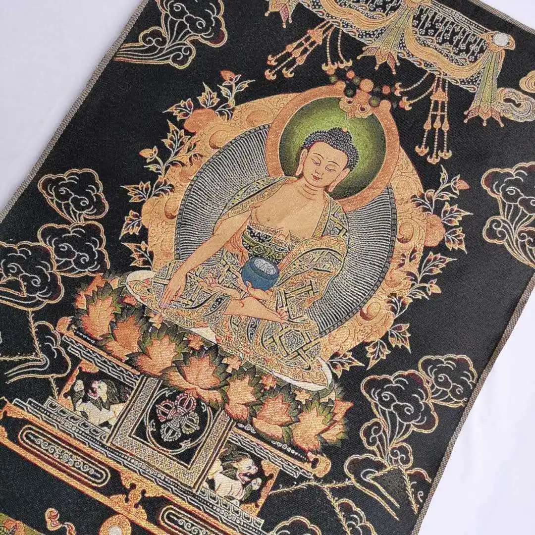 36-дюймовая тибетская ткань шелковая роспись Menla Medicine Buddha Tangka Thangka Mural