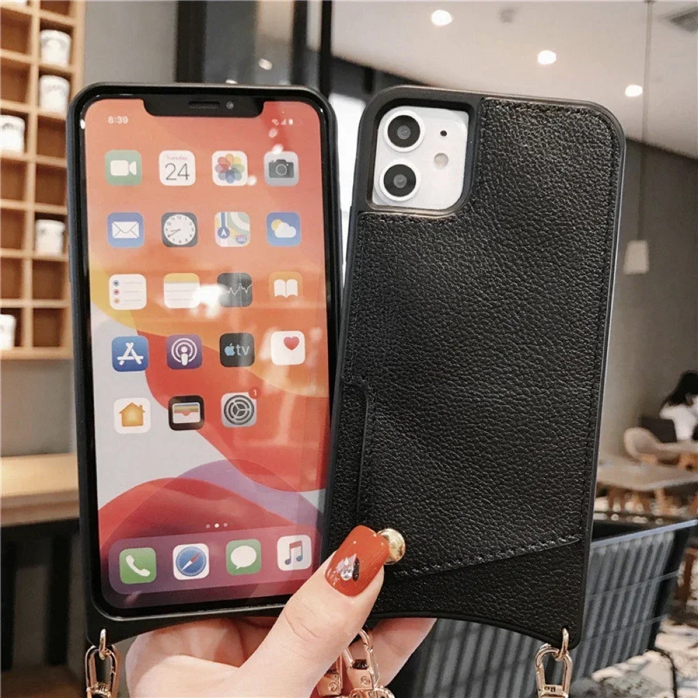 Новинка кожаный чехол для iphone14 с зеркалом макияжа картой телефона диагональю 13