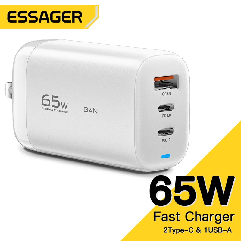 

Зарядное устройство Essager сетевое с двумя портами USB Type-C, 65 Вт