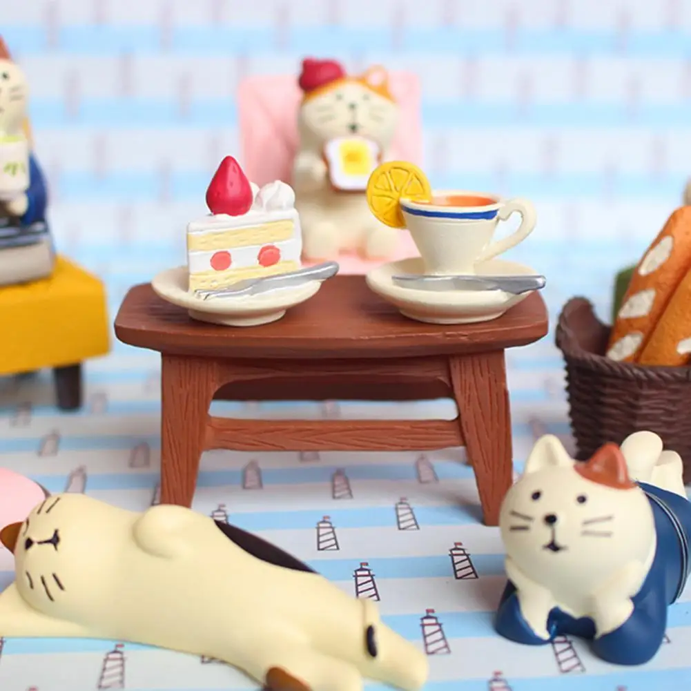 

Simulation Desk Creative Resin Durable Resin Dollhouse Table Chair Fense for Decorating Simulation Table Dollhouse Table