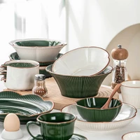 simple retro ceramic food dish plate household plates for food pottery irregular dish salad platter dish phnom penh dinnerware