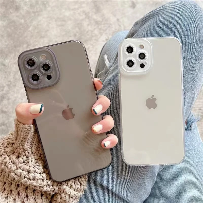 INS Translucent Soft Silicone Phone Case For iPhone 13 12 Mini 11 Pro Max X XR XS Max 7 8Plus SE20 Camera Lens Protection Cover