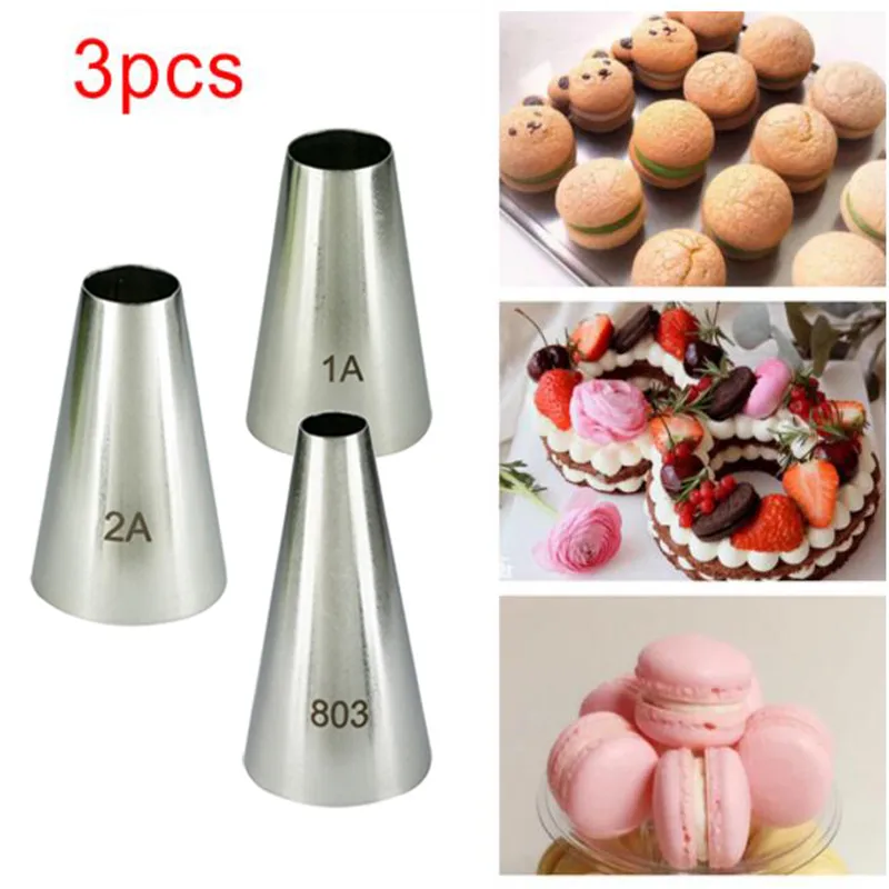 3pcs/set Seamless Stainless Steel Cake Decorating Tips Icing Piping Nozzles Cream Cookie Fondant Pastry Baking Tool #1A 2A 3A