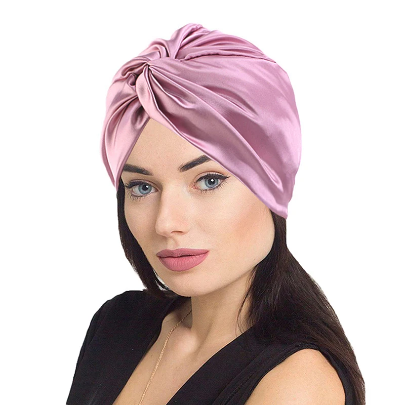 

Lady Double Silk Sleeping Cap Night Silk Sleeping Bonnet Cover For Women With Elastic Ribbon For Hair Care Long Hair