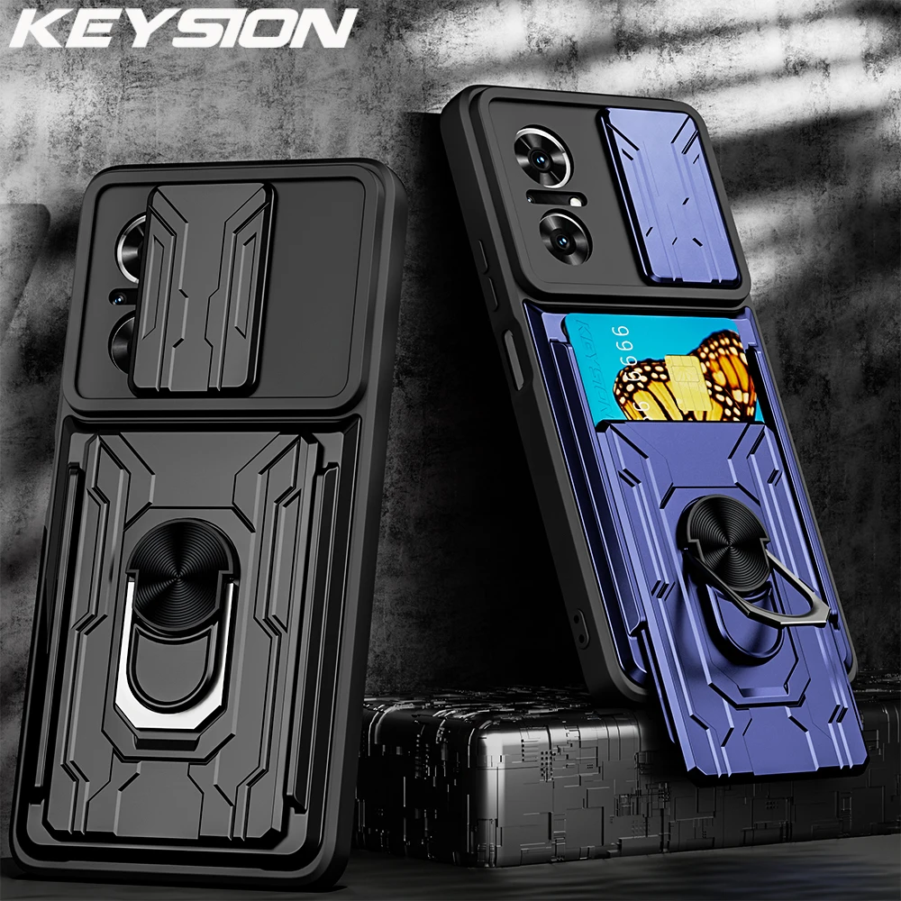 

KEYSION Shockproof Case for Huawei Nova 9 SE 7i Y6P P40 Lite Card Bag Camera Protection Ring Phone Cover for Honor 9X Global