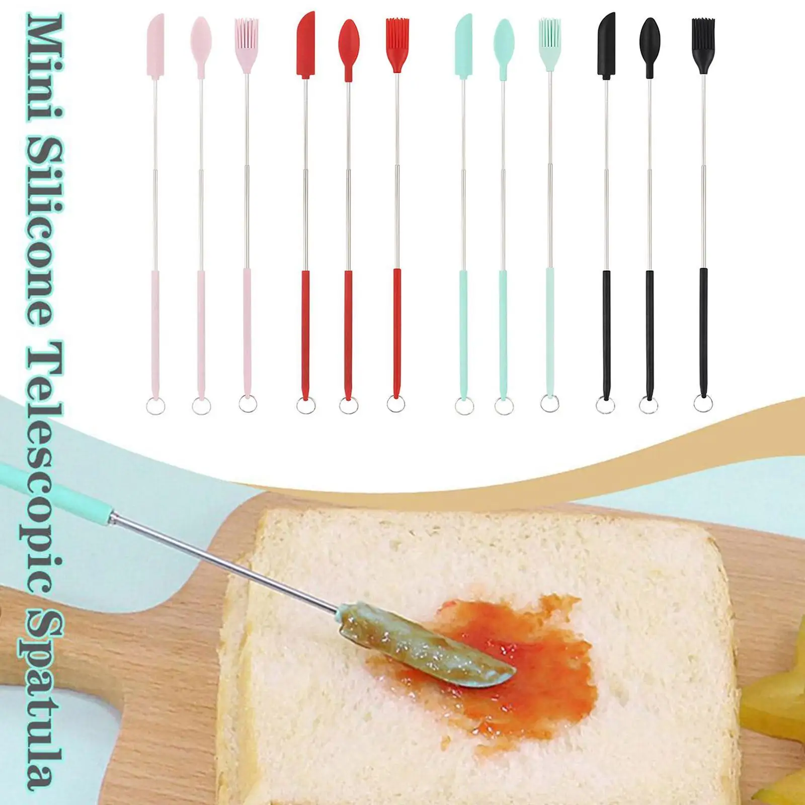 

1/3Pcs Anti-Stick Double Head Mini Silicone Spatula Set Small Tip Spatula Jam Scraper With Spoon Kitchen Baking Cake Cream Too