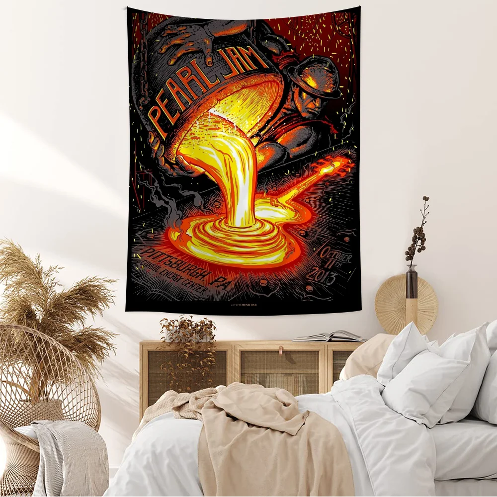 P-Pearl J-Jam Band Cartoon Tapestry Art Science Fiction Room Home Decor Wall Hanging