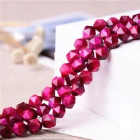 fashion natural crystal jewelry beads rose red tiger eye stone loose beads cut surface semi finished bracelet jewelry diy
