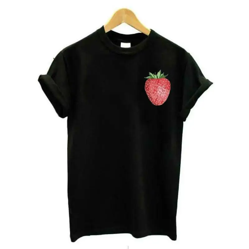 

Summer Funny Fruit Cartoon Pockets Print Tshirt Harajuku Shirt Casual Short Sleeve Tee Shirt Femme Plus Size T Shirt Women Tops