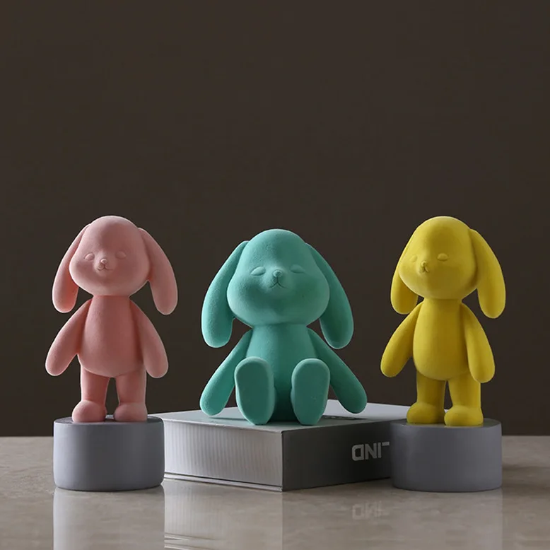 

Nordic creative cute rabbit sculpture decoration home accessories bedroom desk animal statue decoration birthday gift figurine