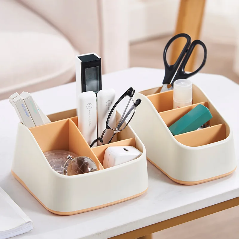 

Remote Control Holder 4 Slot Desktop Storage Box TV Remote Control Phone Storage Holder Stationery Organizer Home Organizer