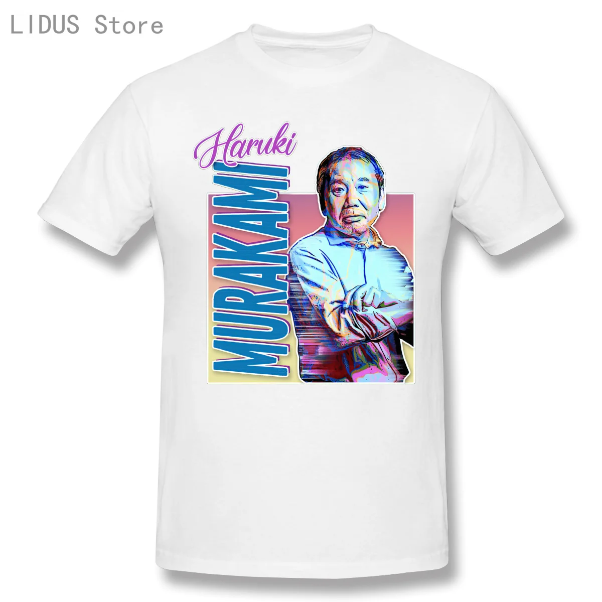 

New Haruki Murakamis Aesthetic Graphic Design Tribute Portrait Men's Basic Short Sleeve T-Shirt