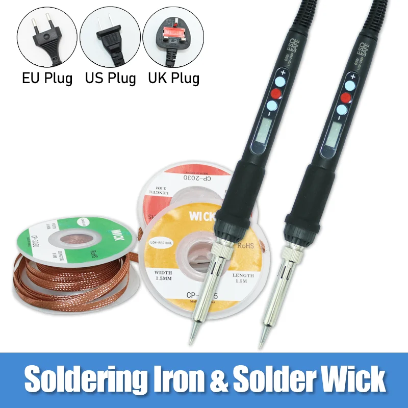 Паяльник 60 Вт и фитиль для распайки средство удаления припоя медная проволока