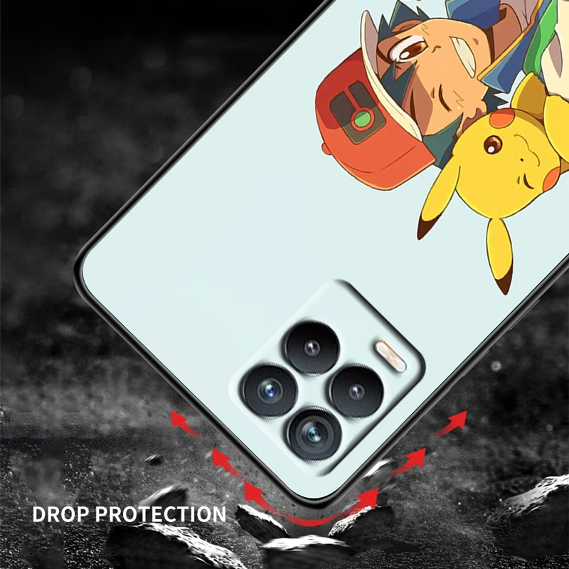 pikachu the baby cartoon for oppo gt master find x5 x3 realme 9 8 6 c3 c21y pro lite a53s a5 a9 2020 black phone case cover capa free global shipping