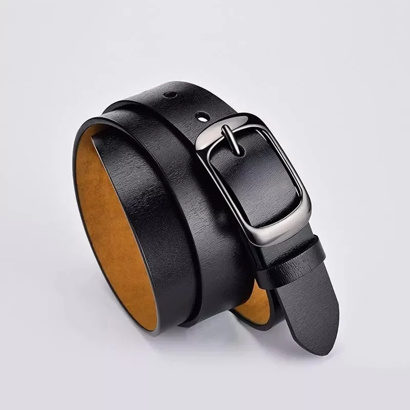 

genuine leather fashion retro belt high quality luxury brand ladies metal double buckle new belt with jeans