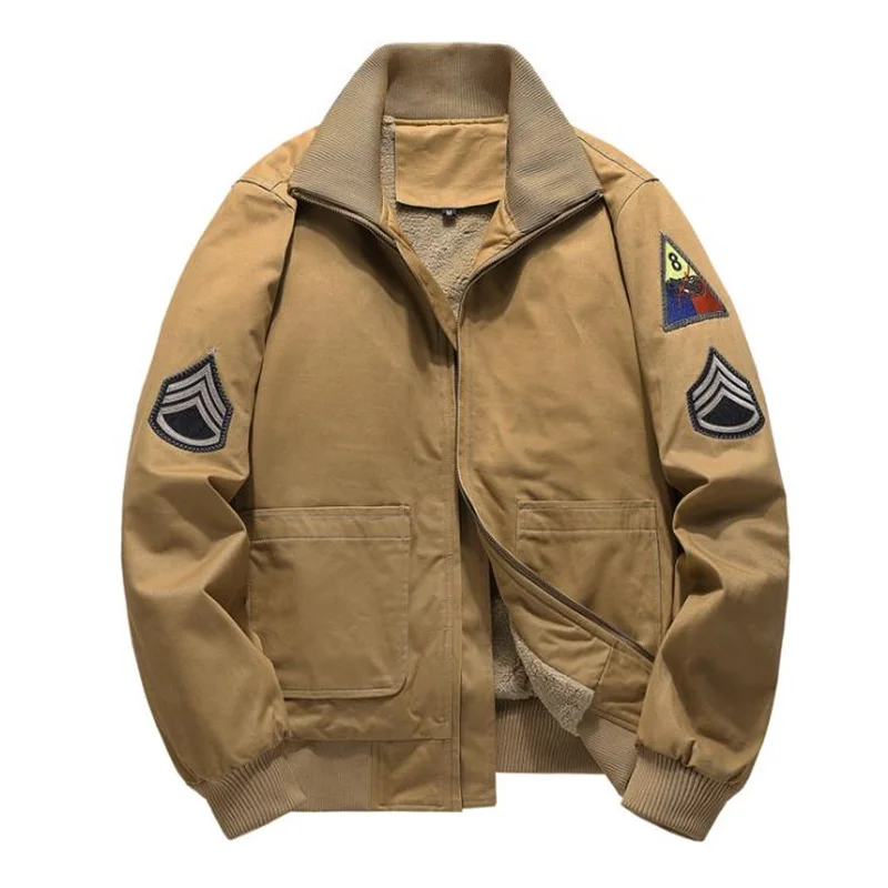 

Stand Collar Embroidery Bomber Jacket Men Coat Military Fleece Jacekts for Man Fury Tank Jacket Thick Windbreaker Plus Size 6XL