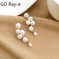 vintage big pearl beads tassel earrings for women fashion korean ladies elegant charms ear jewelry party gifts stud earrings4545