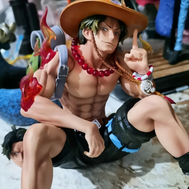 

Фигурка Аниме One Piece Ace, экшн-фигурки Portgas D Ace с двойной головкой, 15 см, ПВХ, BT, модель сидя, коллекционная детская игрушка, подарки