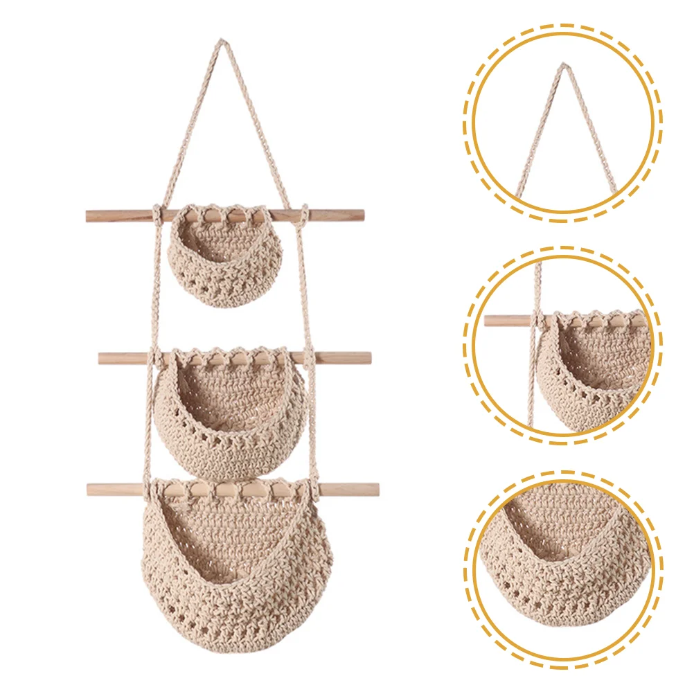 

Подвесная корзина для хранения фруктов, домашний декор, подвесные корзины для макраме, Настенная Корзина для фруктов, веревка, украшение для дома