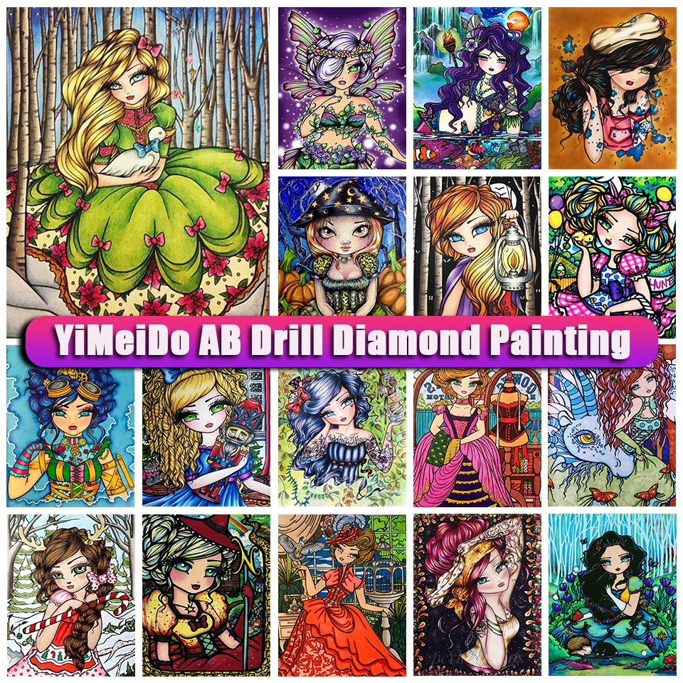 

YIMEIDO DIY 5D AB Diamond Painting girl Cross Stitch Kit Full Drill Embroidery Diamond Mosaic cartoon Art Picture of Rhinestones