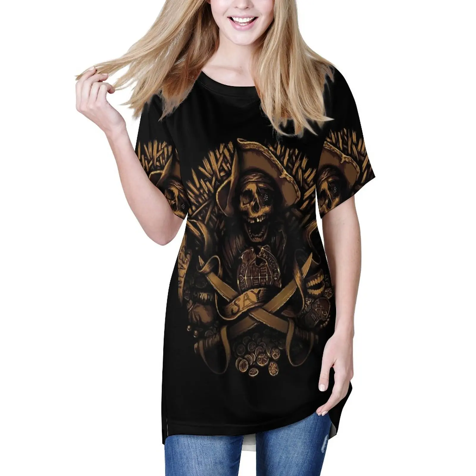 

Футболка женская с круглым вырезом и графическим принтом, большого размера