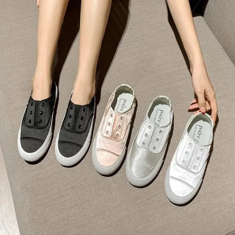 Женские Спортивные Слипоны На Плоской Подошве Однотонная Удобная Повседневная