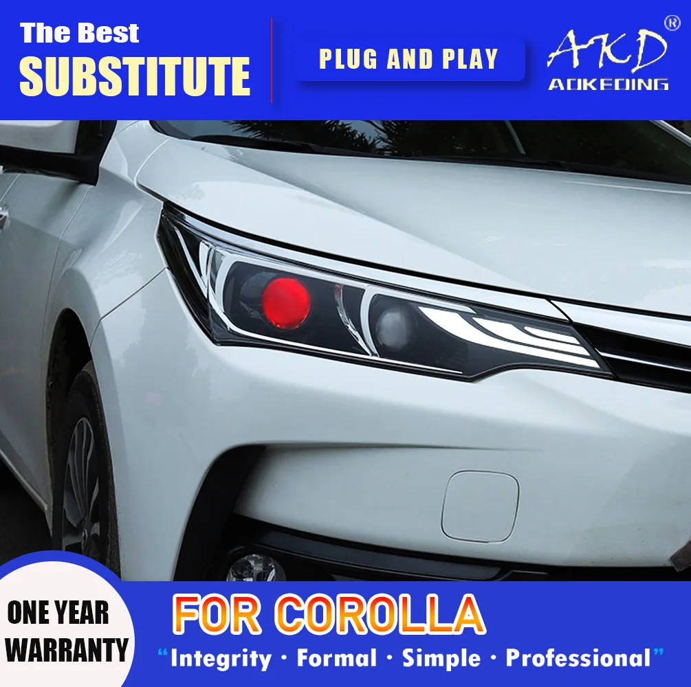 Налобный фонарь AKD для Corolla светодиодный фары 2017-2019 Altis DRL поворотный сигнал фара