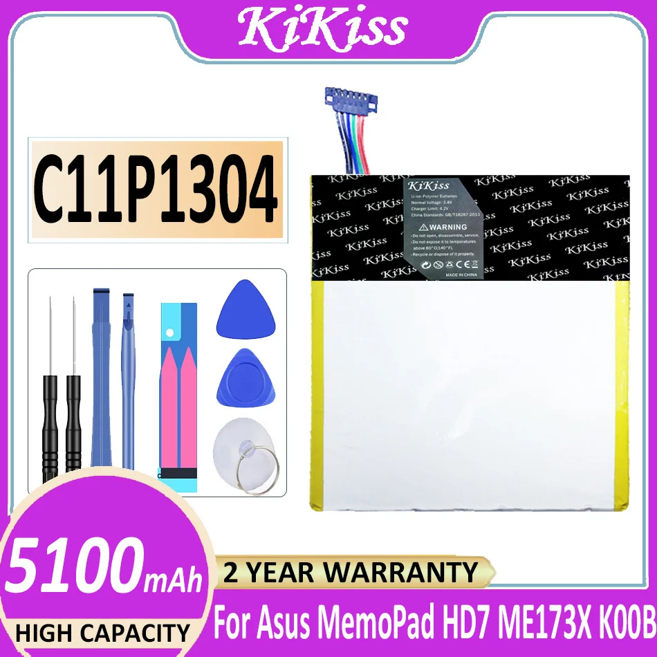 Оригинальный мощный аккумулятор KiKiss C11P1304 5100 мАч для Asus MEMO PAD HD 7 ME173X HD7 ME173 K00B Bateria