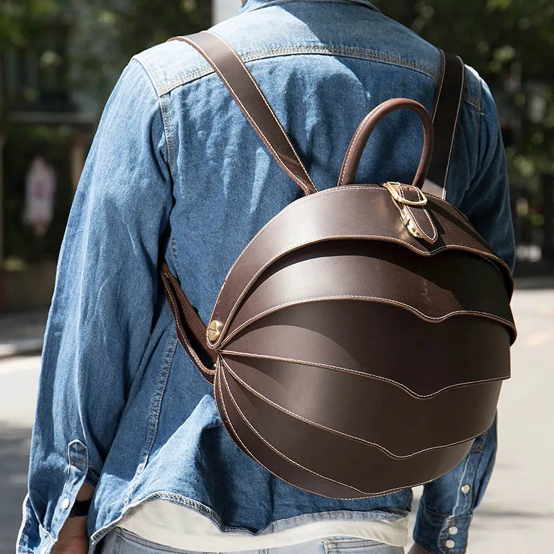 Luufan Anti-theft Men's Backpack Genuine Leather Beetles Style Hook Women Backpack Daypack Schoolbag Backpacks Male Travel Bag