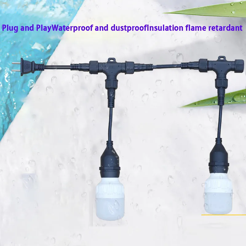

1PCS Waterproof E27 Tee Connector Lamp Head Outdoor Waterproof Connector LED Plug Farm String Light Connector