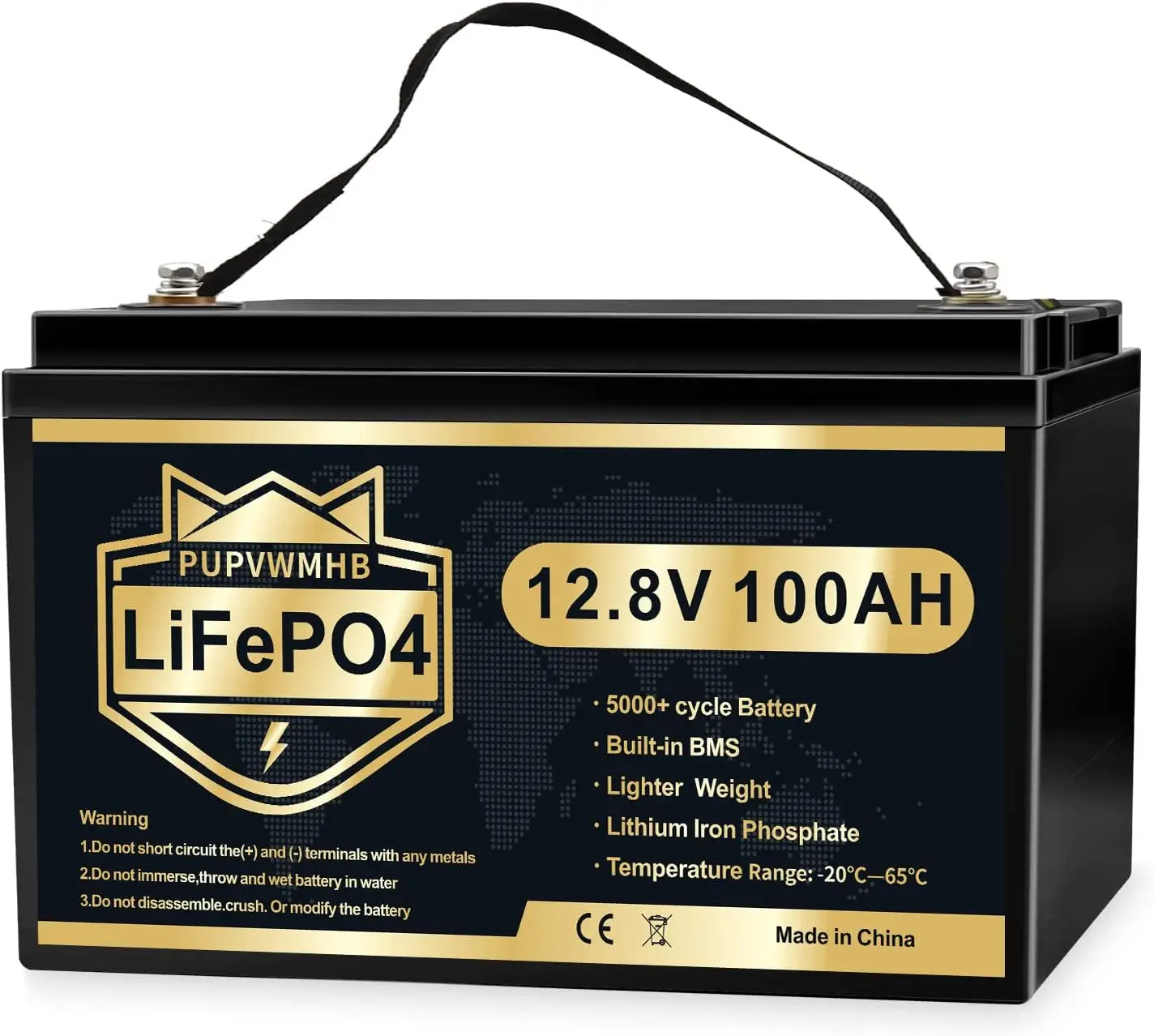 

12V 100AH LiFePO4 Lithium Iron Phosphate Battery Pack Built-in BMS 6000+ Cycles Life For RV Campers Off-Road Off-grid Solar Wind