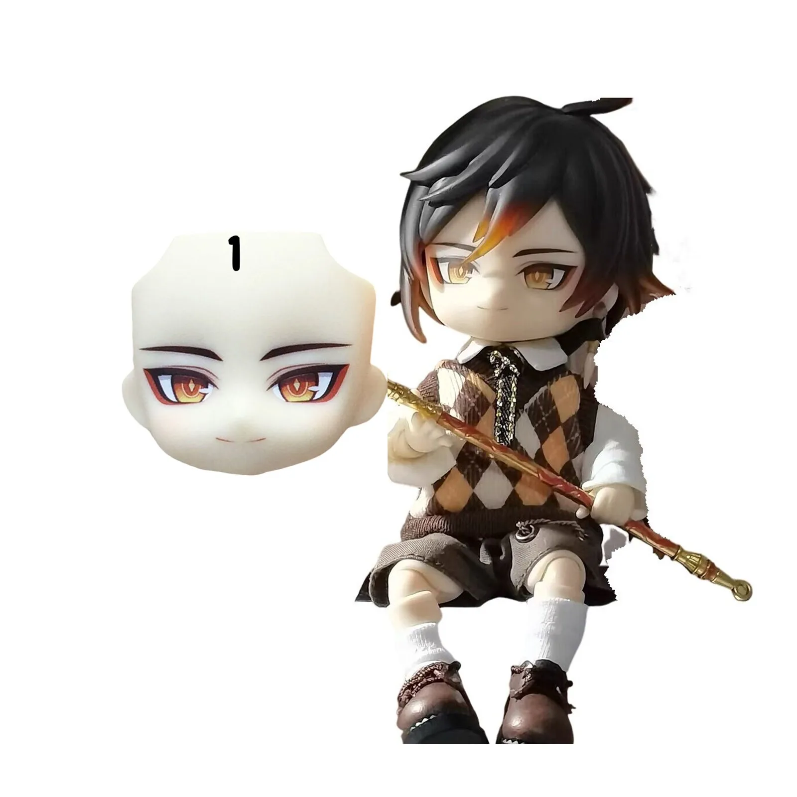 Genshin Impact Zhongli Ob11 водная наклейка для лица глиняная Мужская Лицевая панель ручной