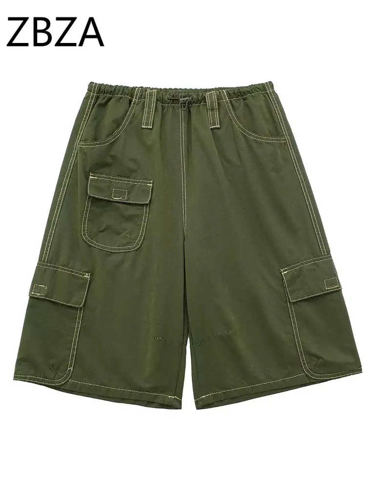 

ZBZA Women Shorts 2023 Spring Summer Fashion Casual Cargo Shorts Woman With Pockets Streetwear Loose Short Pants Clothing