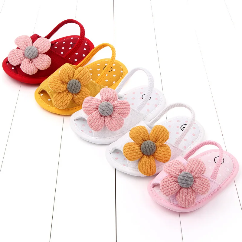0-2Y Toddler Shoes Hair Band Two Piece Set Baby Girl Sandle Summer Sunflower Baby Princess Sandals Baby Sandals Female Soft Sole