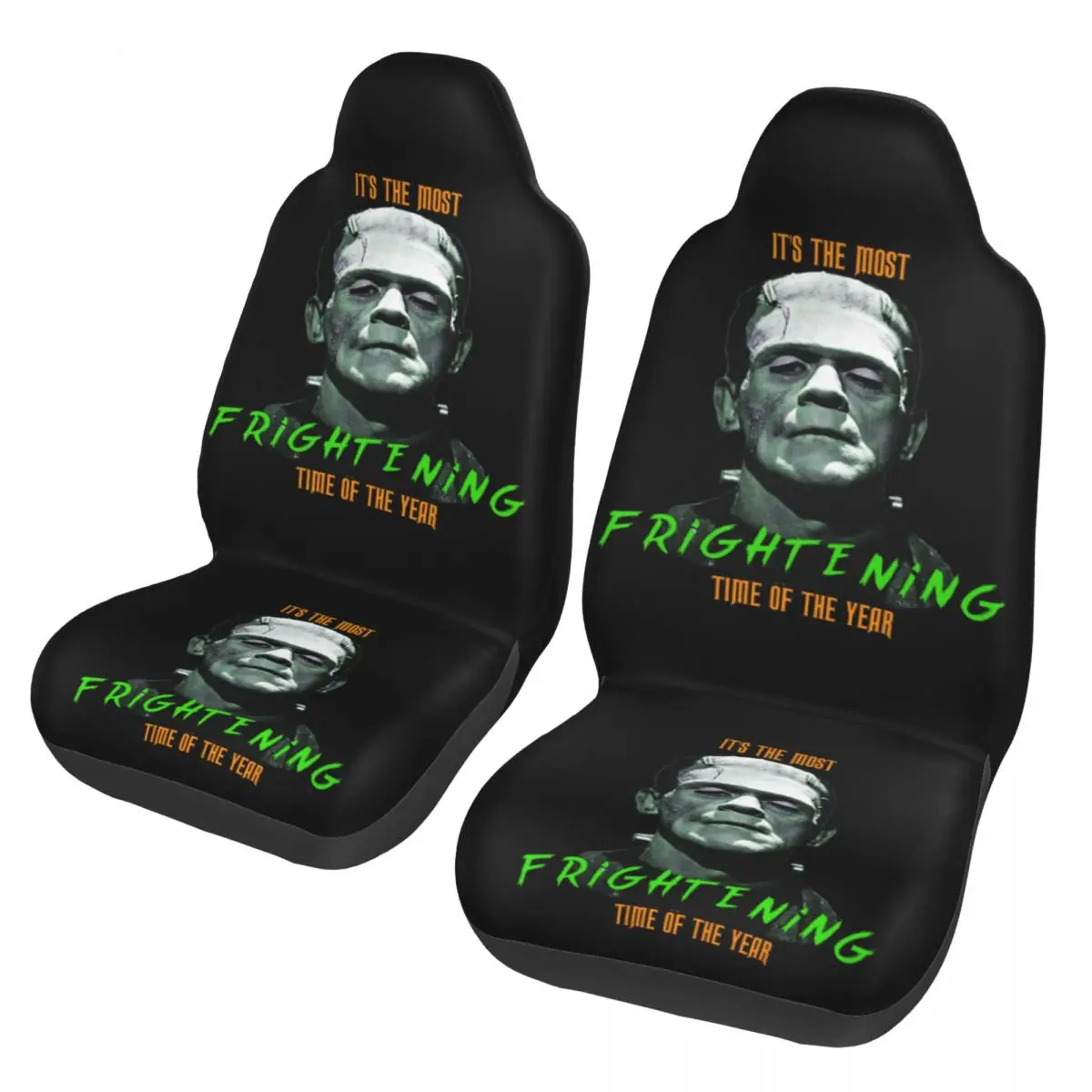 Frightening Frankenstein Universal Auto Car Seat Covers Fit Any Truck Van RV Scary Horror Film Bucket Seat Protector Cover 2 PCS