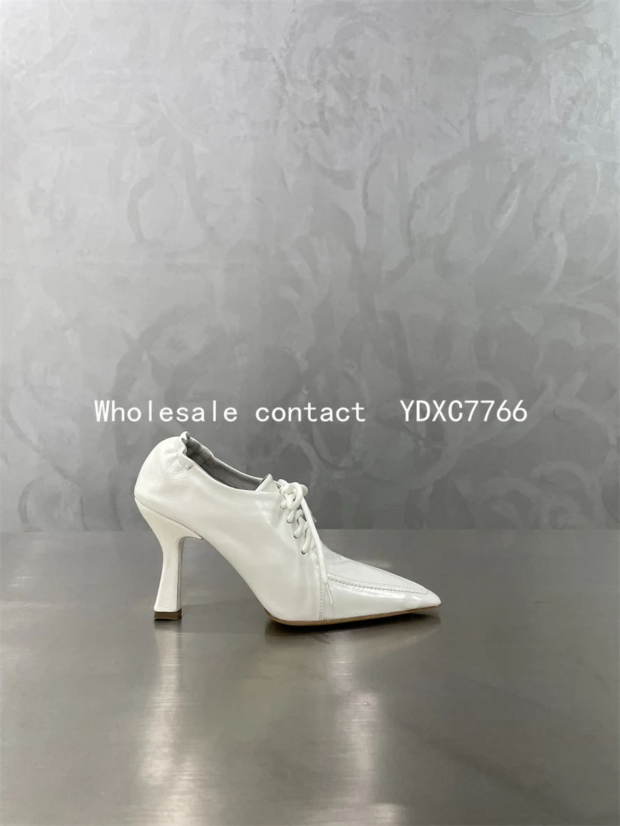 New European and American lace ups Pointy High heeled women's shoes 2022 spring and autumn fashion sexy non slip single shoes