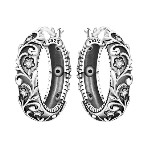 Серебряные серьги-кольца Orstarry с цветочным узором