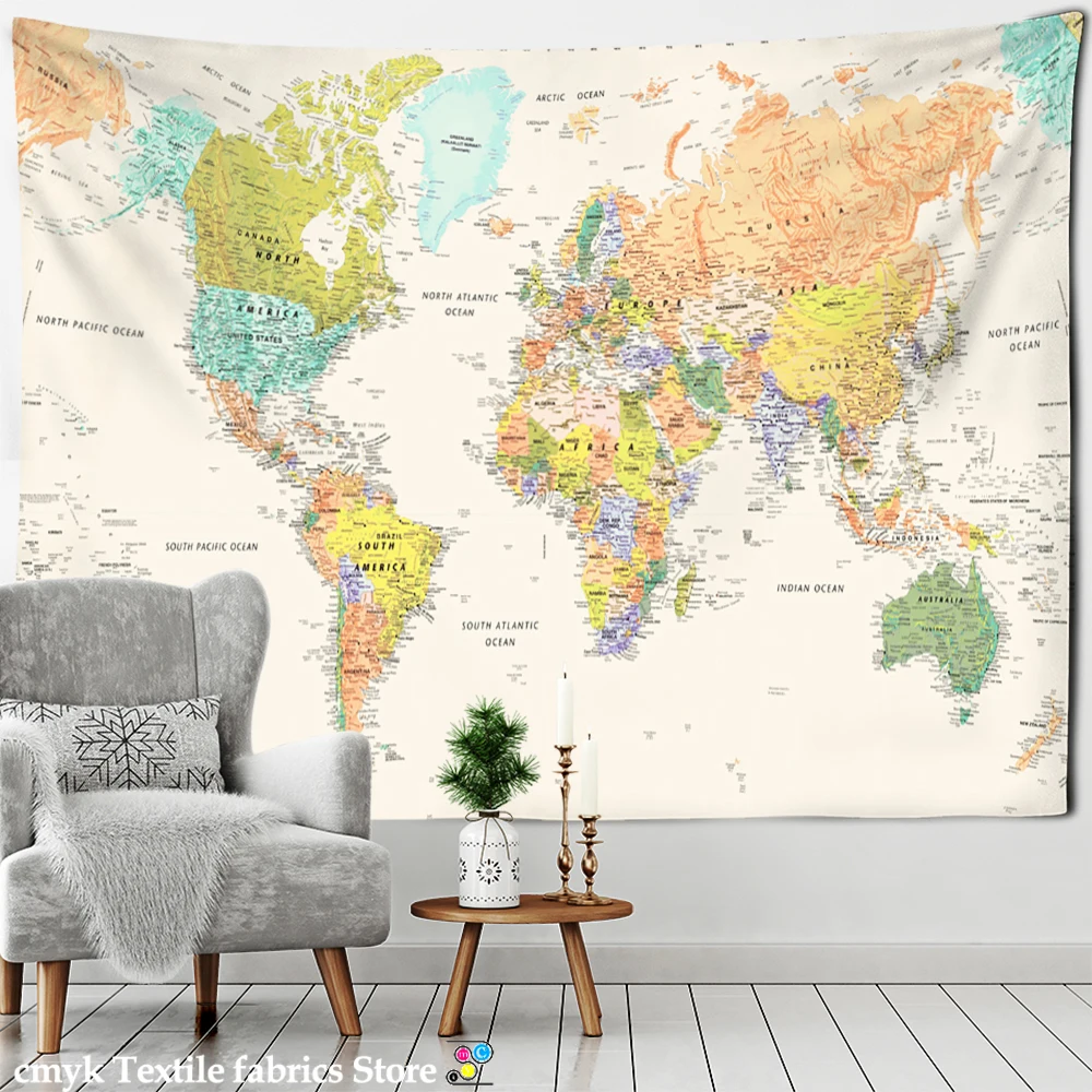 Винтажная гобеленовая подвеска на стену с картой Богемского хиппи, тапиз для гостиной, декор дома, фоновая ткань.