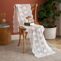 1 pc white beige floral lace popular table runner wedding party cotton foam runner for living room tea coffee table cloth