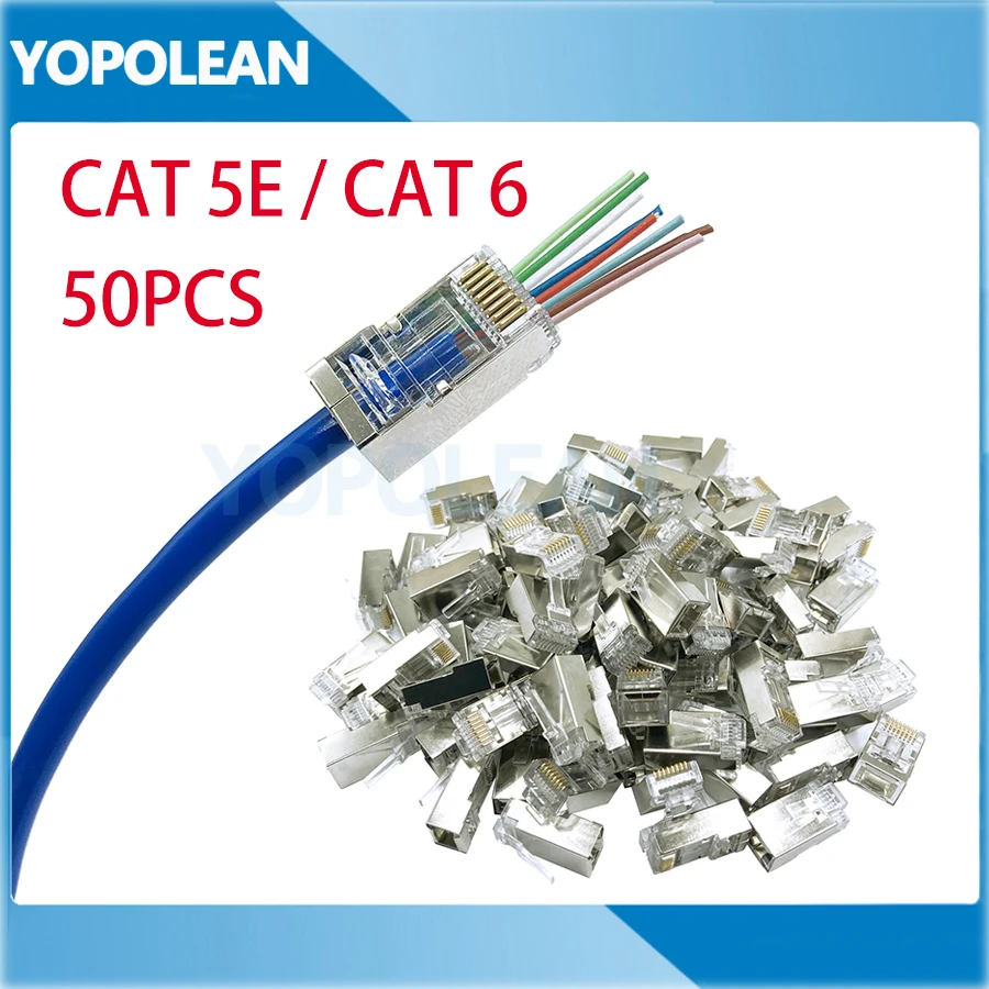 50 шт./лот Новый экранированный разъем RJ45 Cat5e Cat6 Cat 5E 6 сетевой переходник rj45 |
